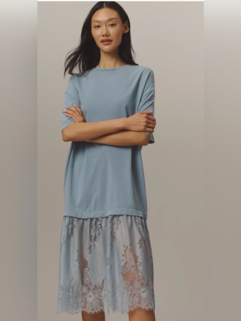 Anthropologie Daily Practice Twofer Tee Shirt Lace Dress